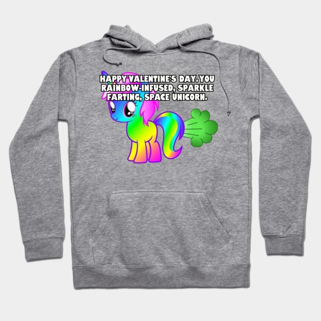 Happy Valentine you space unicorn Hoodie by Among the Leaves Apparel